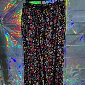 Ships Free Courtney Blake large vintage cotton floral print pants elastic waist